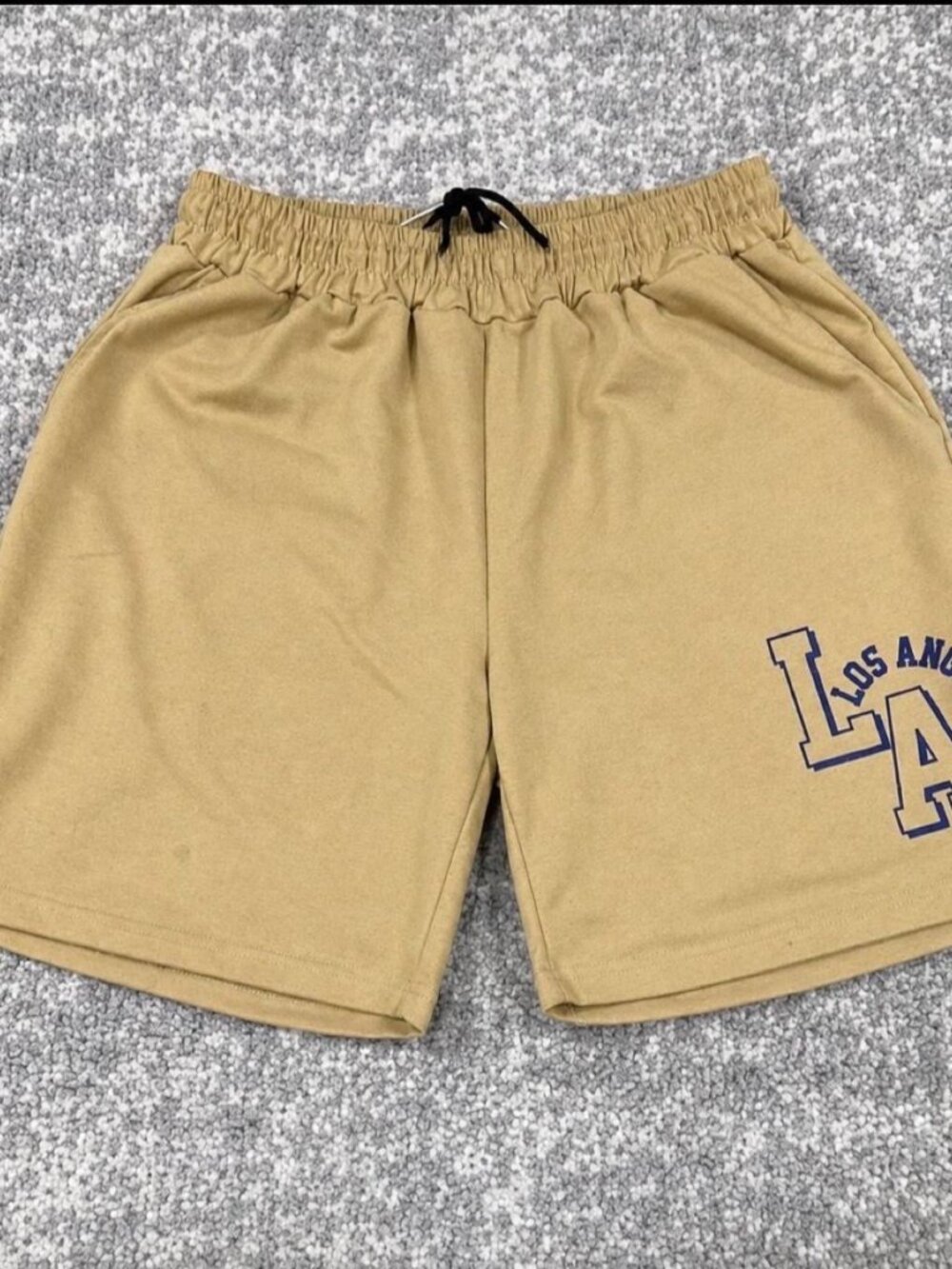 Los Angeles LA Tan Sweat Shorts Drawstring Streetwear Athletic Shorts